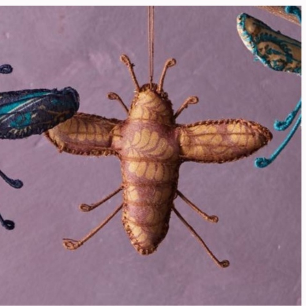 New! Anthropologie- Terrain -Recycled Sari Fabric Bee Ornament